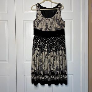 R&M Richards Black and Cream Paisley Dress